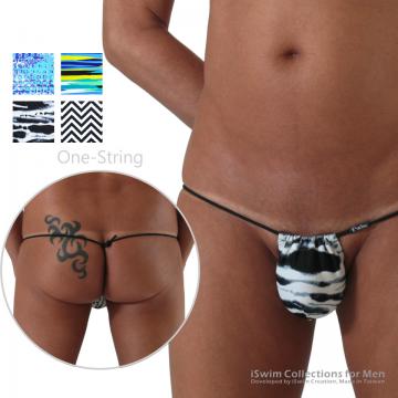 TOP 6 - Printed swim pouch 3mm g-string (one-string swim thong) (iSwim Fashion)